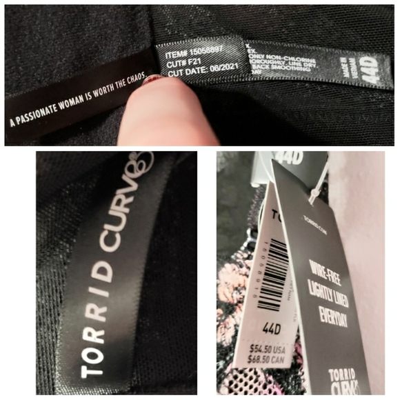 Torrid WIRE-FREE LIGHTLY LINED PRINTED LACE 360° BACK SMOOTHING BRA 44D - Picture 9 of 9